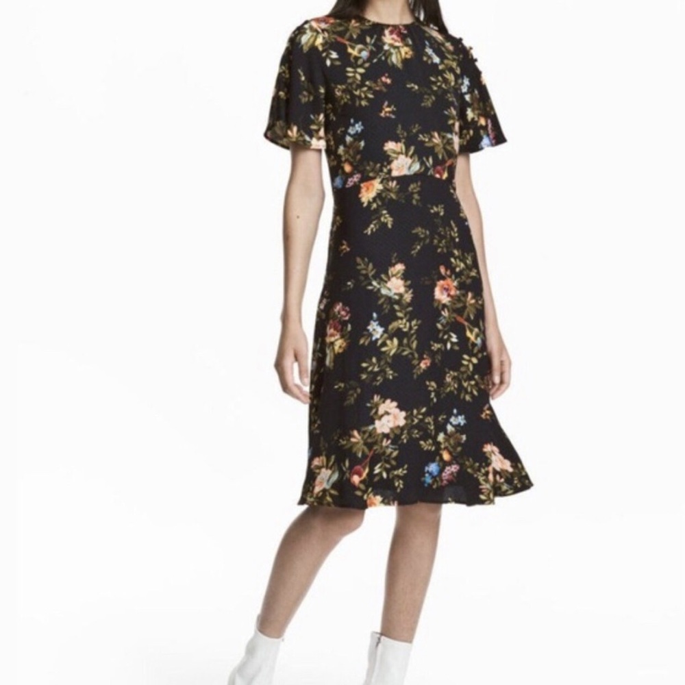 H&M Floral Faux Silk Knee Length Dress 6